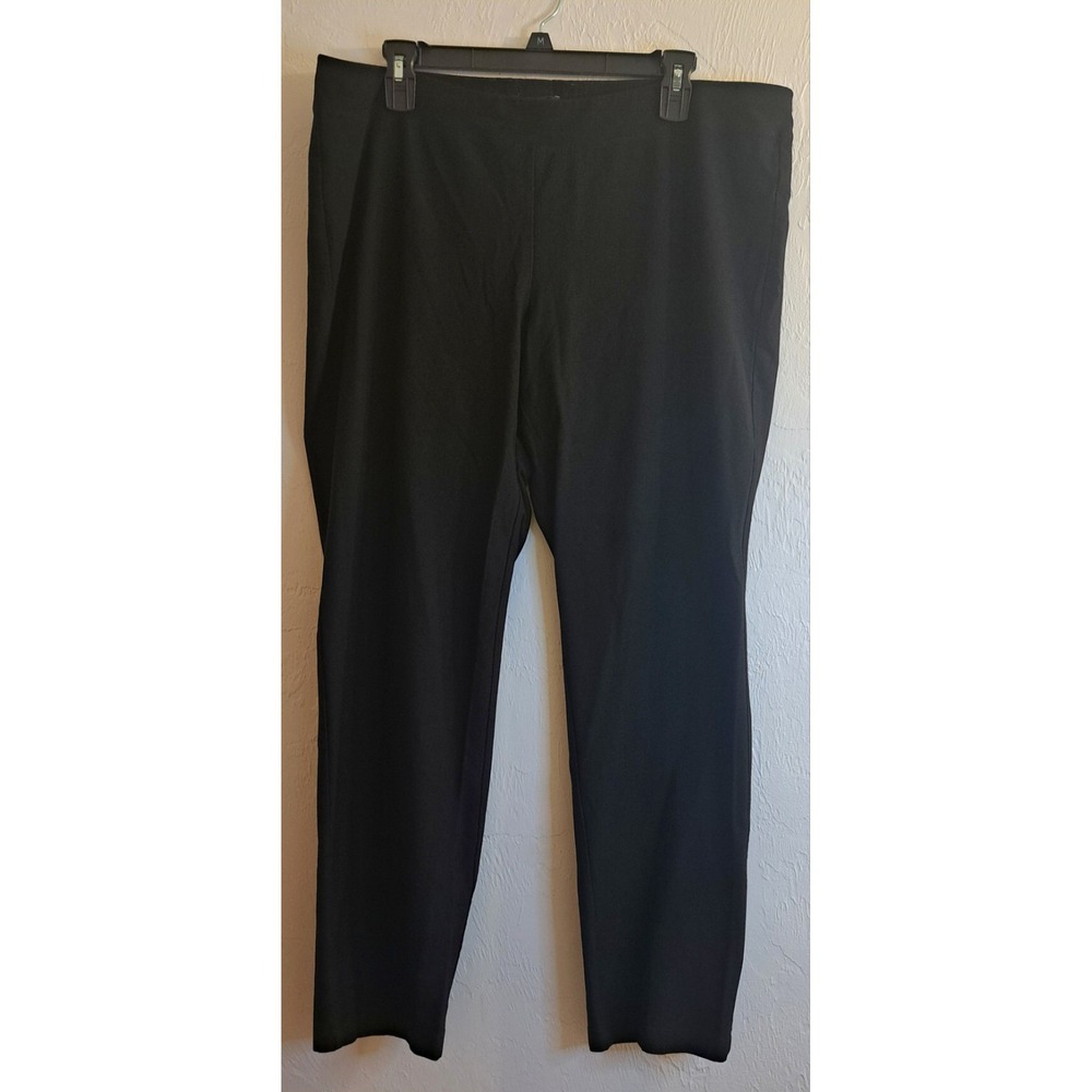 Eileen Fisher XL‎ Black Stretch Crepe Pants Minimalist Contemporary Professional